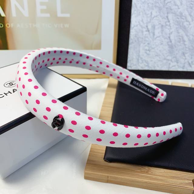 chanel Xiaoxiang Chanel Headband Narrow Version Polka Dot Logo Light Luxury S