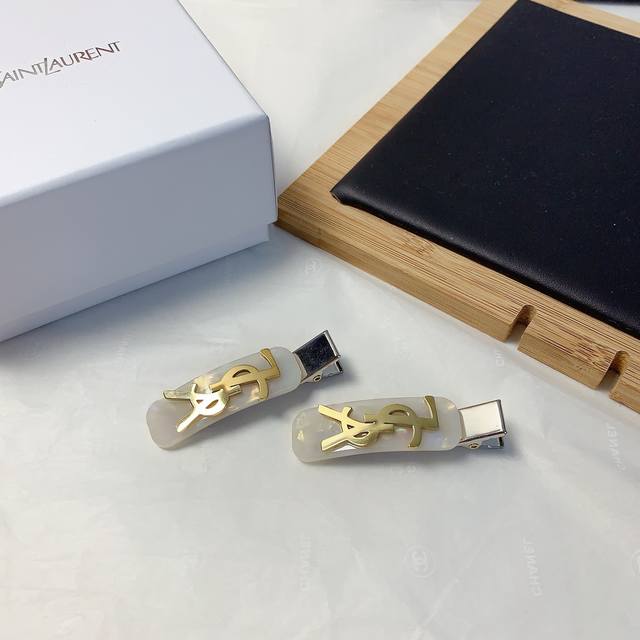 ysl Saint Laurent Ysl Hairpin Acrylic Titanium Steel Logo Side Clip Bangs Cli