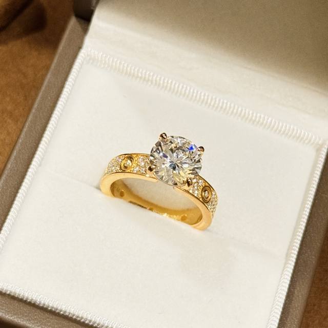 a5440 Popular Starry Sky Six Claw Three Carat Full Diamond Ring Eight Hearts