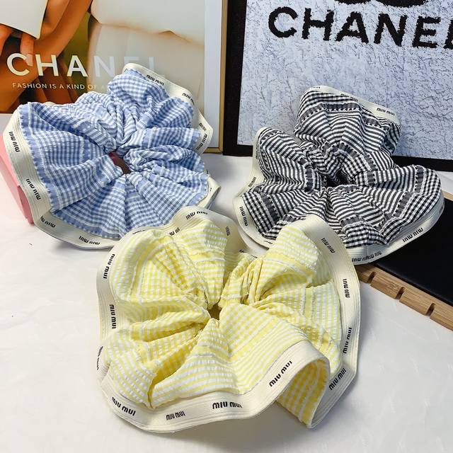 miumiu Miu Miu Miumiu Rubber Band Plaid Large Intestine Circle Rubber Band Ha