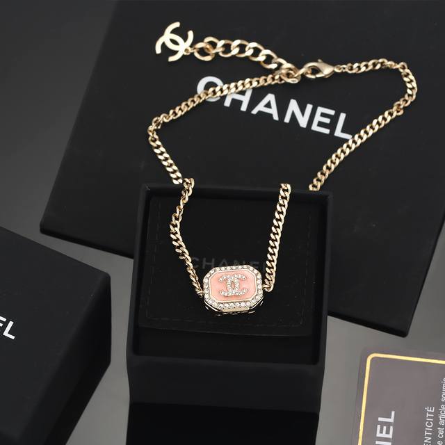 Chanel Pink Square Box Necklace. Simple Design Yet Fashionable. The Perfect Coll