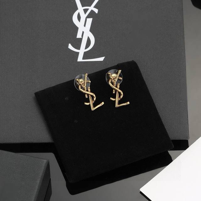 ysl Yves Saint Laurent Earrings Original Brass Material Yves Saint Laurent Wa