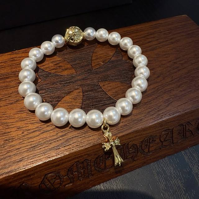 Chrome Hearts 8Mm With Pearl Diamond Cross Bracelet Best Collab Ever The Cross G