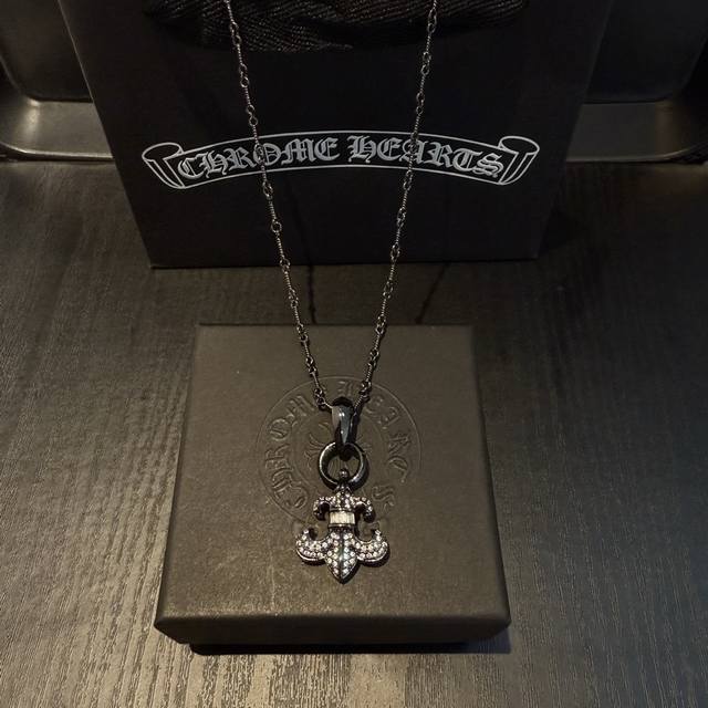 chrome He Rts Chrome Hearts Black Gunmetal Necklace Genuine Open Mold Trendy