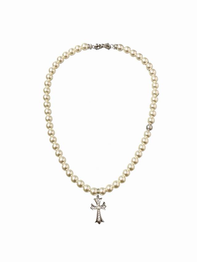 Chrome Hearts Xmikimoto Co-Branded Cross Necklace The Recent Popular Pearl Serie