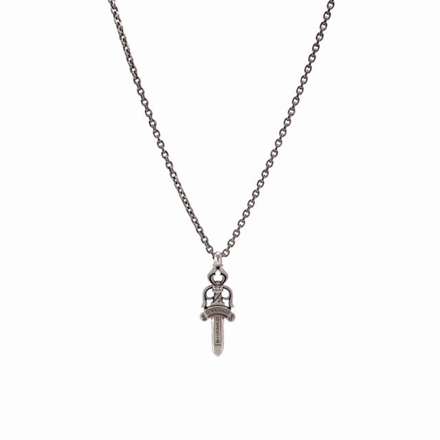 Chrome Heart Sword Set Necklace Retro Old Sword Pattern Hand-Carved Letter Neckl