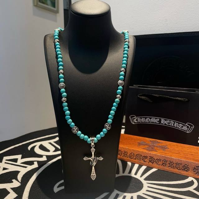 chrome Heartschrome Hearts Turquoise Beaded Necklaceclassic And Versatileyou