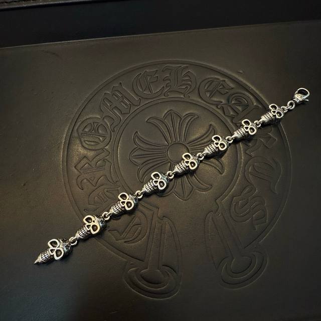 New Counter Quality Chrome Hearts Chrome Hearts Retro Skull Bracelet With Concav