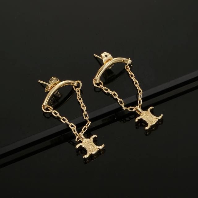 celine Celine Earrings New Earrings Classic Gold Color Highly Recognizable Tw