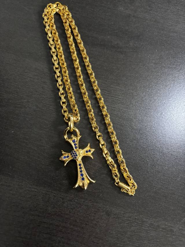 Crosby Heart Cross Heart Blue Diamond Letter Necklace