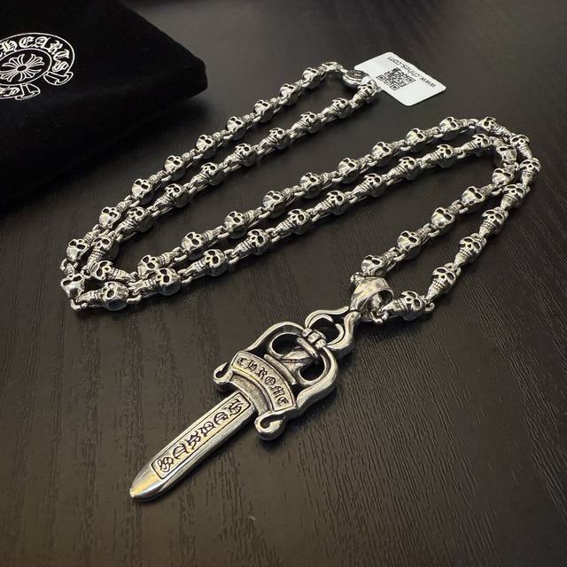 New Counter Quality Chrome Hearts Chrome Hearts Classic Retro Skull Necklace Swo