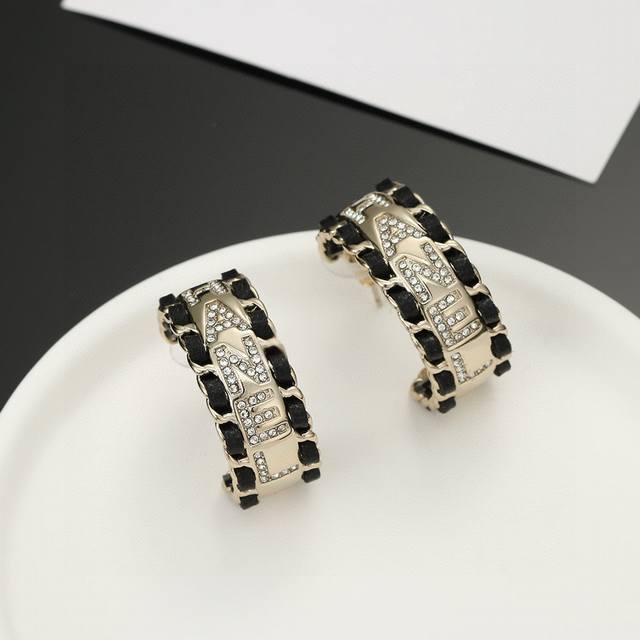 Chanel Black Leather Earrings A Large Number Of Brand New Earrings Have Arrived