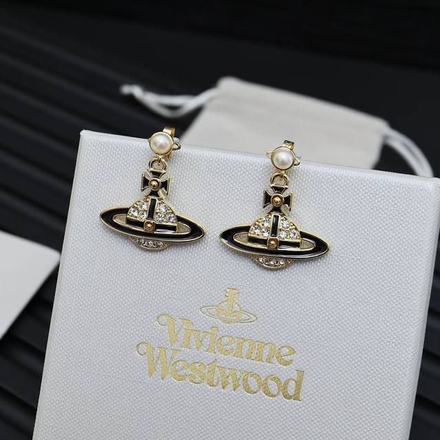 Queen Mother Vivienne Saturn Hand-Painted Enamel Planet Earrings Are A Must-Have