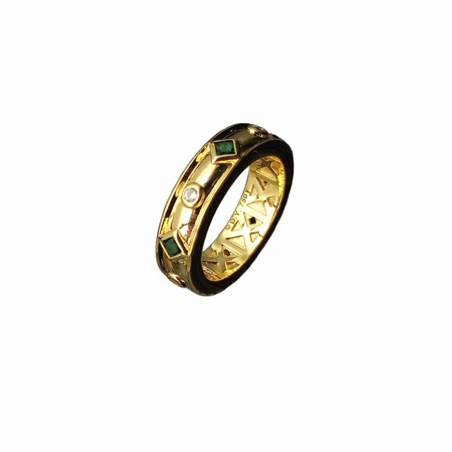 david Yurman Gold Gemstone Renaissance Band Ring Green Diamond Size Us 6-7-8-
