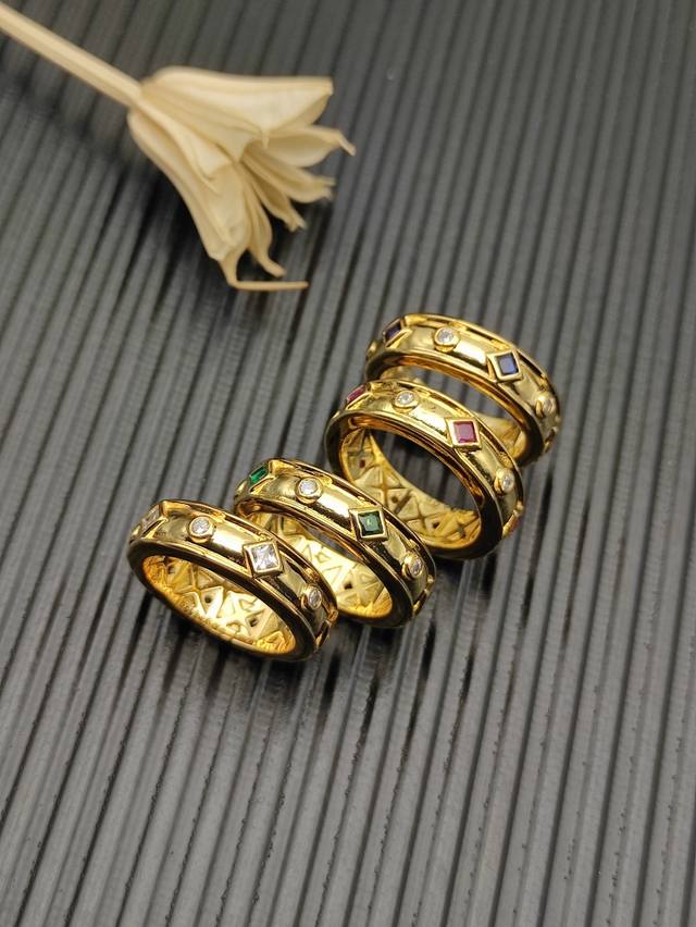 david Yurman Gold Gemstone Renaissance Band Ring With Red Diamonds, White Dia
