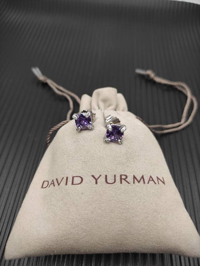 david Yurman Main Stone 8Mm Four-Claw Purple Diamond Earrings Code Dyeh-132