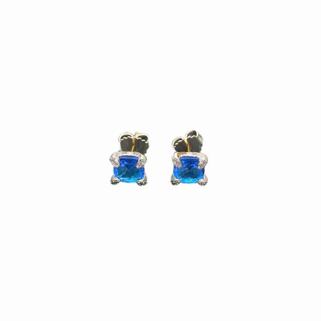 david Yurman Main Stone 8Mm Four-Claw Blue Diamond Earrings Code Dyeh-130