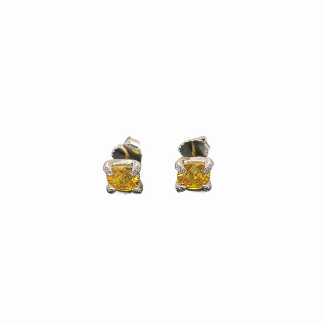 david Yurman Main Stone 8Mm Four-Claw Yellow Diamond Earrings Code Dyeh-129