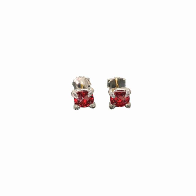 david Yurman Main Stone 8Mm Four Claws Inlaid Red Diamond Earrings No. Dyeh-1