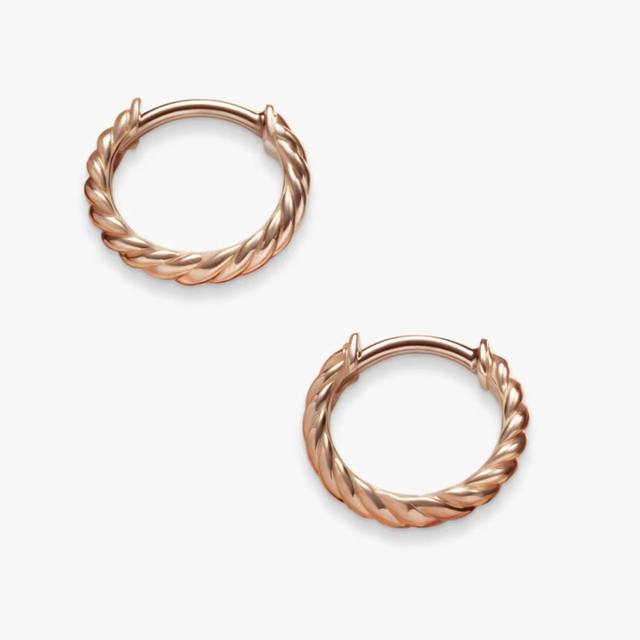 david Yurman Rose Gold 11Mm Cable Micro Hug Earrings Code Dyeh-123