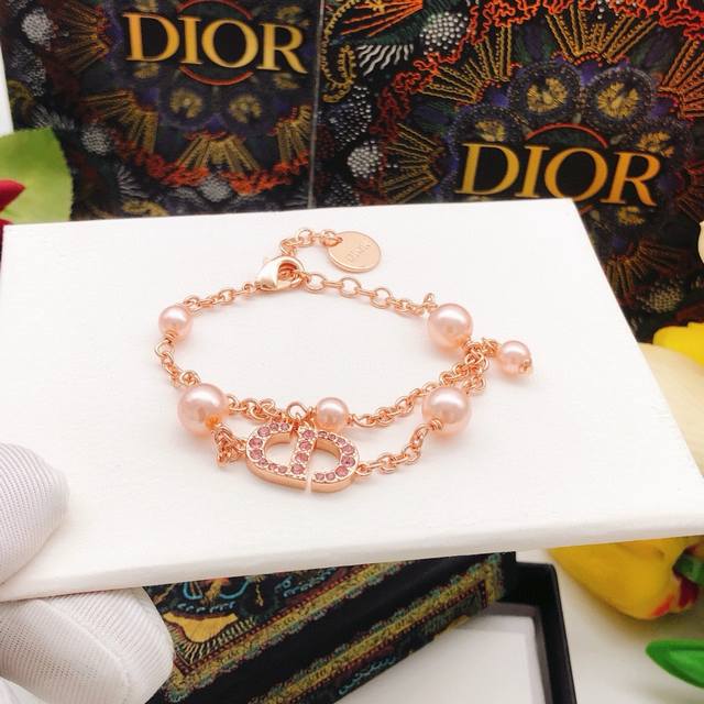 No.Dsl0180 Dio*Latest Rose Gold Double Bracelet Zp Brass Material