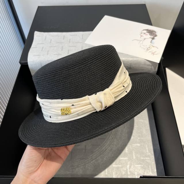 miumiu Miu Miu New Flat Top Sun Hat Sun Hat Head Circumference 57Cm
