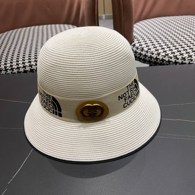 gucci 2025 New Straw Sun Hat Basin Hat Beach Style Simple And Generous All-Ma