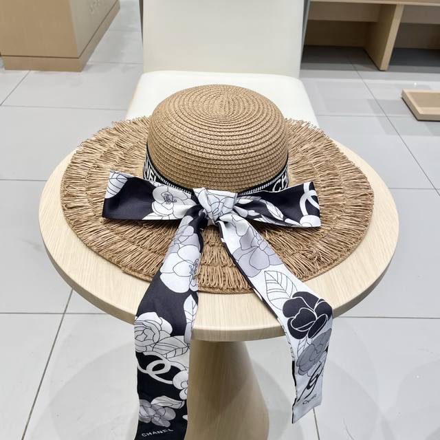 chanel Chanel Tassel Hat Linen Straw Hat Head Circumference 57Cm