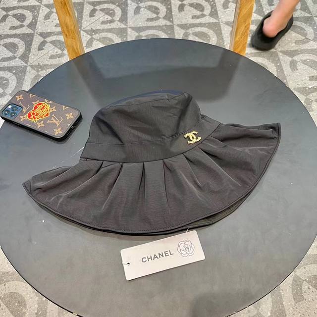 chanel Chanel Washed Denim Logo Drawstring Sun Hat Bucket Hat