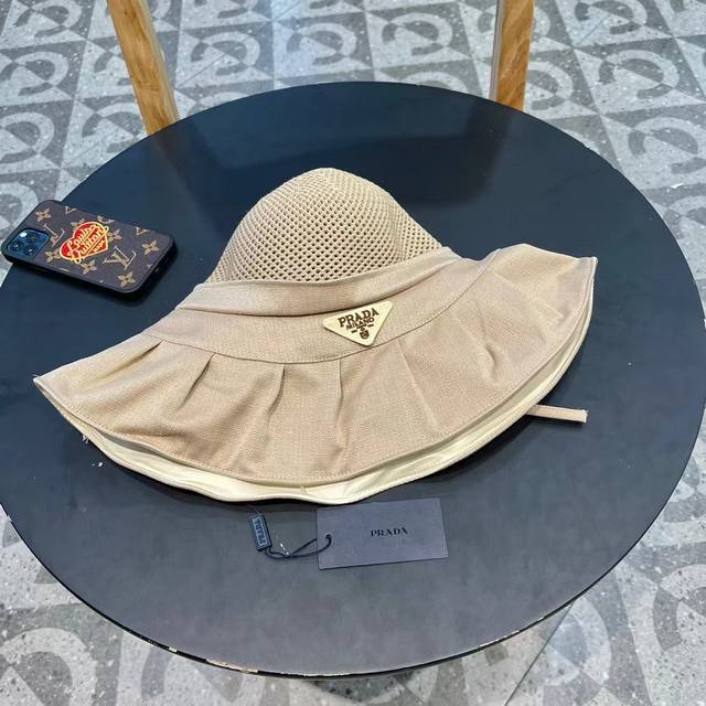 prada Prada New Wide Brim Hat For Women Uv Protection Foldable Breathable Fis
