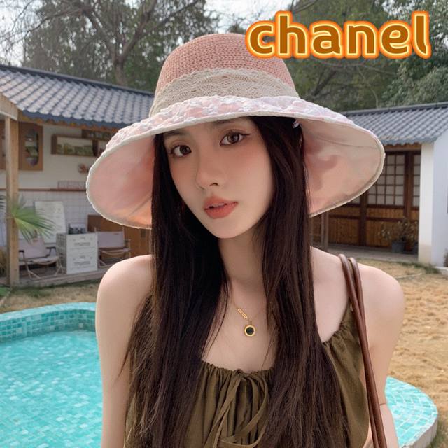 chanel Chanel Small Fresh Flower Lace Knitted Top Hat For Women Summer Travel