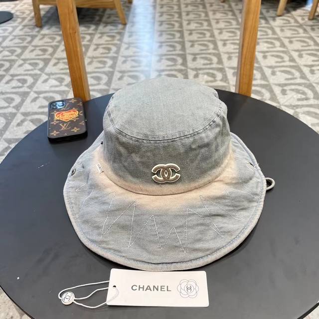 chanel Tie-Dyed Washed Old Denim Fisherman Hat For Women Spring And Summer Al
