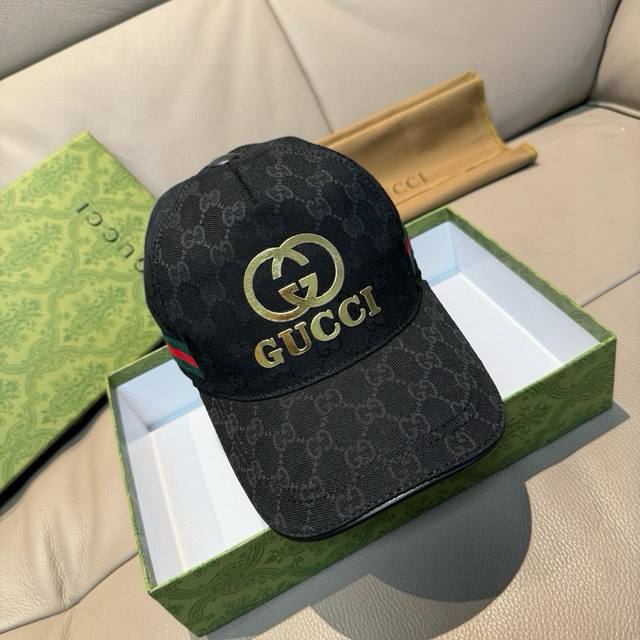 With Box Bag Gucci Original Baseball Cap With Gold Stamping Double G 1:1 Mold Cu