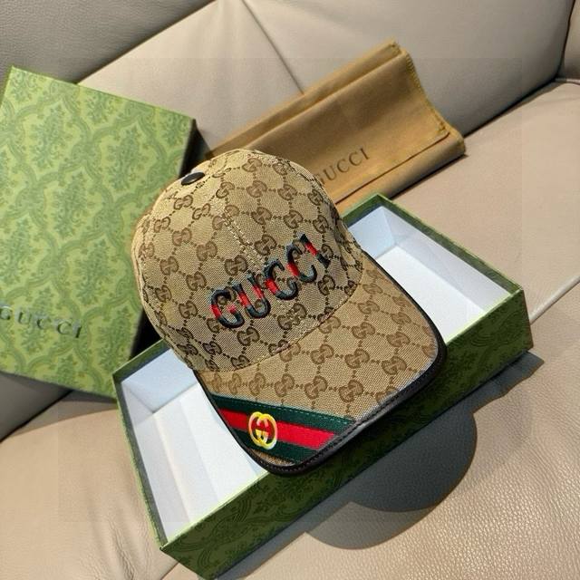 With Box Bag Gucci New Original Baseball Cap Double G Webbing 1:1 Mold Customiza