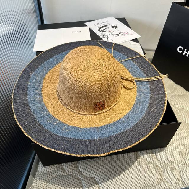 Loewe's New Straw Hat, Hand-Woven Straw Hat, Large Brim Straw Hat, Sun Hat, Beac