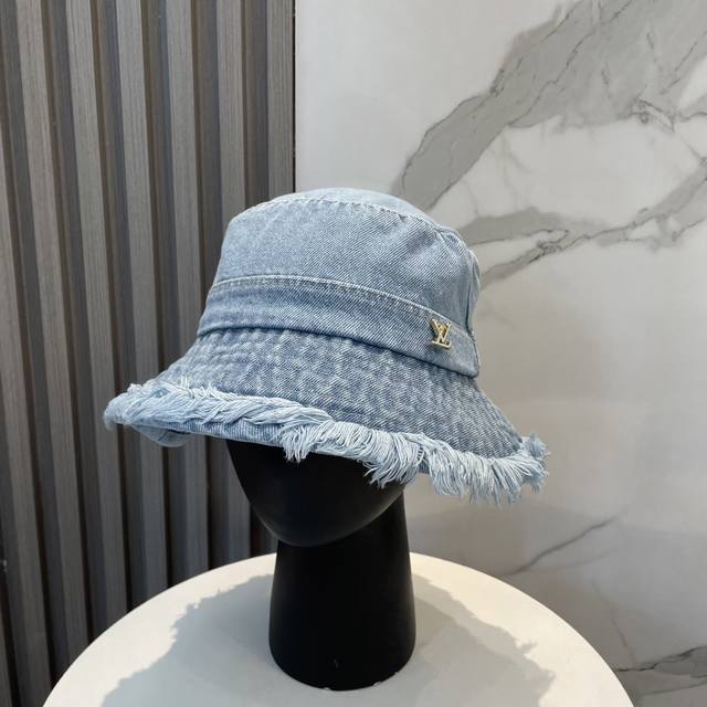 louivuittonlv Louis Vuitton New Washed Denim Fisherman Hat Simple And Generou