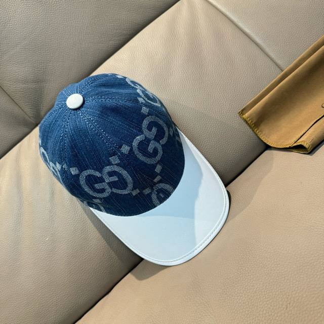 With Box Bag Gucci New Original Baseball Cap With Big Double G Patchwork Leather
