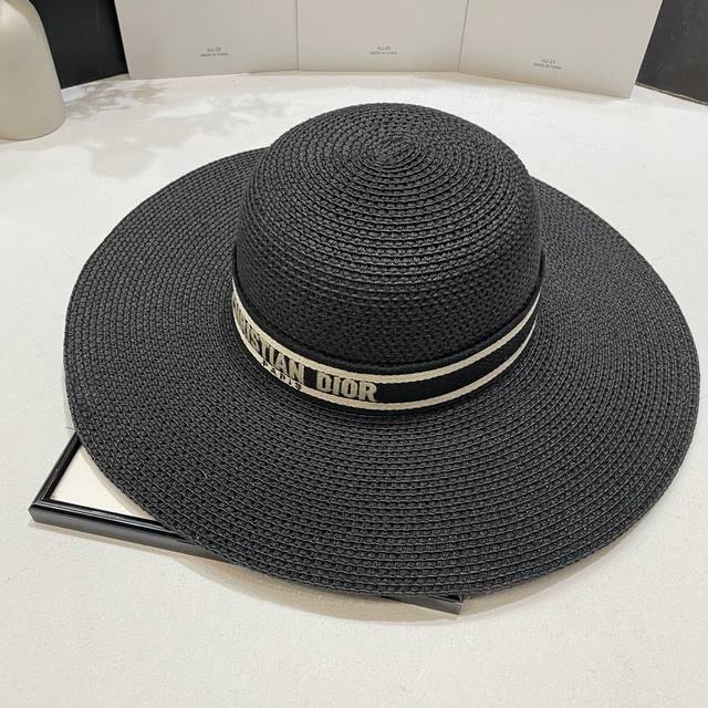 Special Price With Dust Bag Prada Prada 2025 New Style Straw Wide Brim Beach Hat