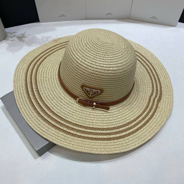 Special Price With Dust Bag Prada Prada 2025 New Style Straw Woven Large Brim Co