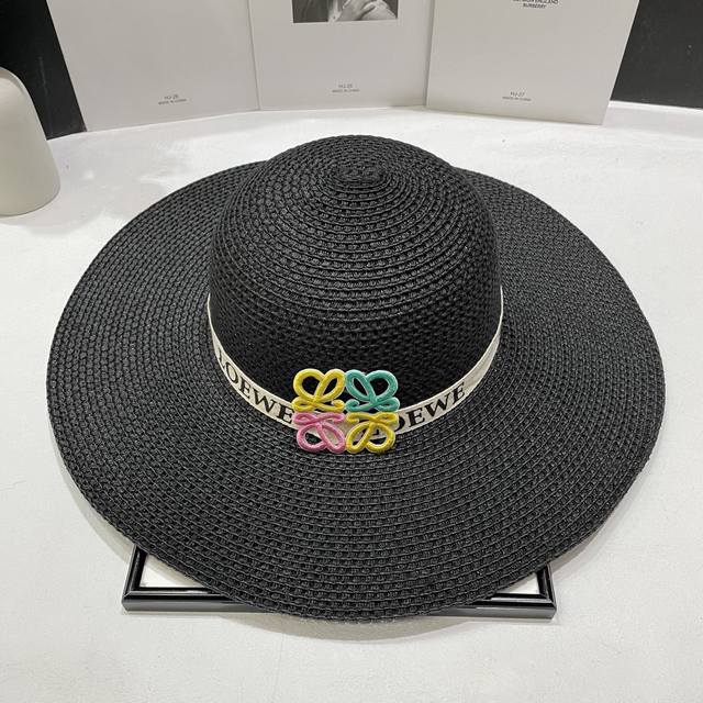 Special Price With Dust Bag Loewe 2025 New Straw Woven Beach Hat Big Brand Woven