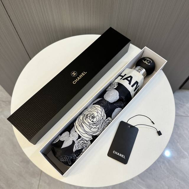 chanel Chanel Camellia New Three-Fold Automatic Folding Umbrella With Fine Wo