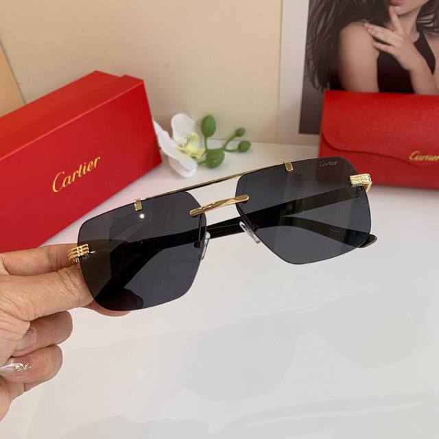 cartier Cartier New High-End Metal Glasses Fashion Handsome Trend Sunglasses