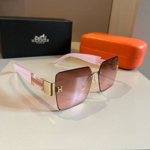 hermes Hermes's New Women's Sunglasses Large Frame Three-Dimensional Face Mod