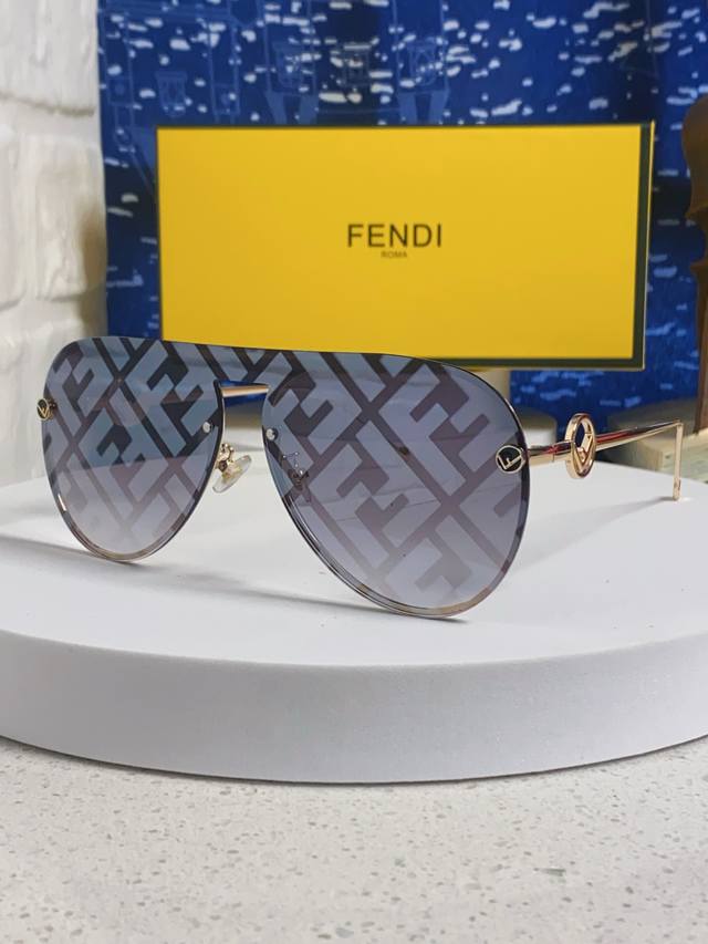 fendi Fendi 2025 New Sunglasses Men's Double-Beam Pilot Full Frame Ultra-Ligh