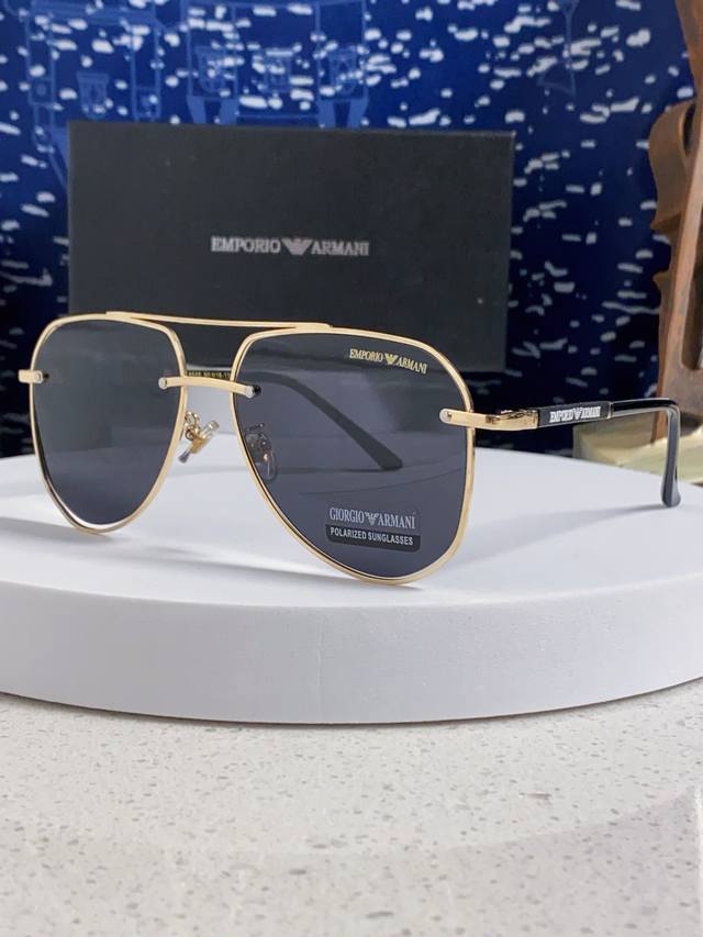 emporio Armani 2025 New Men's Metal Memory Frame Polarized Uv Sunglasses Toad