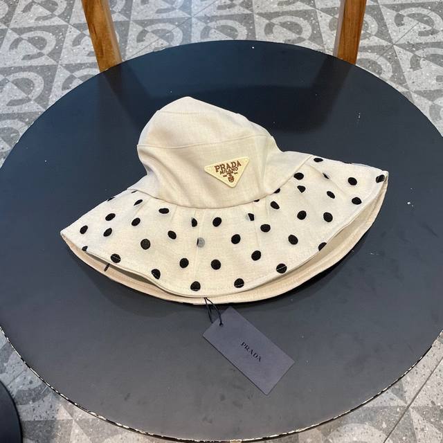 Prada Korean Version Of The Polka Dot Bow Fisherman Hat For Women For Spring And