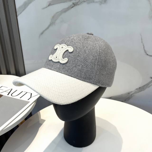 celine Celine Autumn And Winter New C Letter Embroidered Wool Baseball Cap To