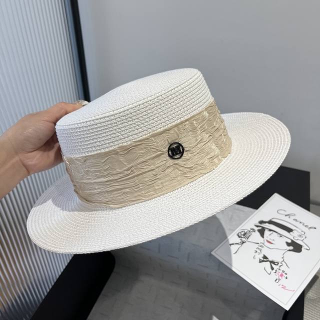 Chanel's Double M New Flat Top Hat Sun Hat Head Circumference 57Cm