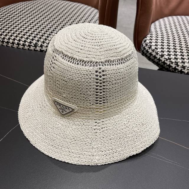 Prada Foldable Breathable Small Fragrance Style Simple Knitted Fisherman Hat Fem