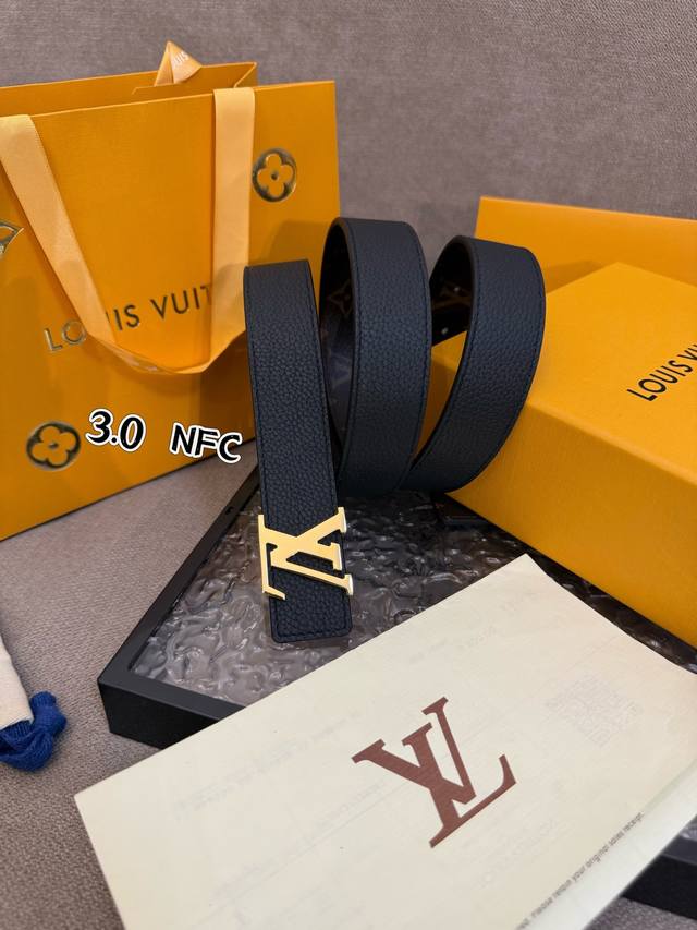 Special Lv Women's Belt Full Package This 3.0Cm Lv Initiales Double-Sided Belt I